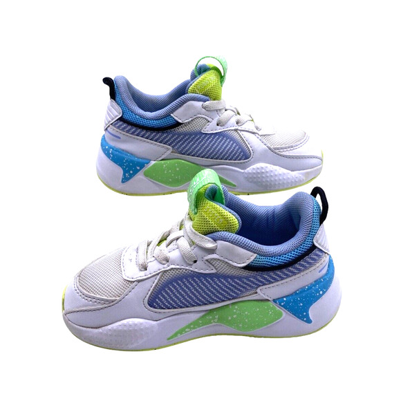 Puma RS-Running System Baby Shoes Size 4C 382765-02 White Blue Green Yellow - Picture 3 of 5